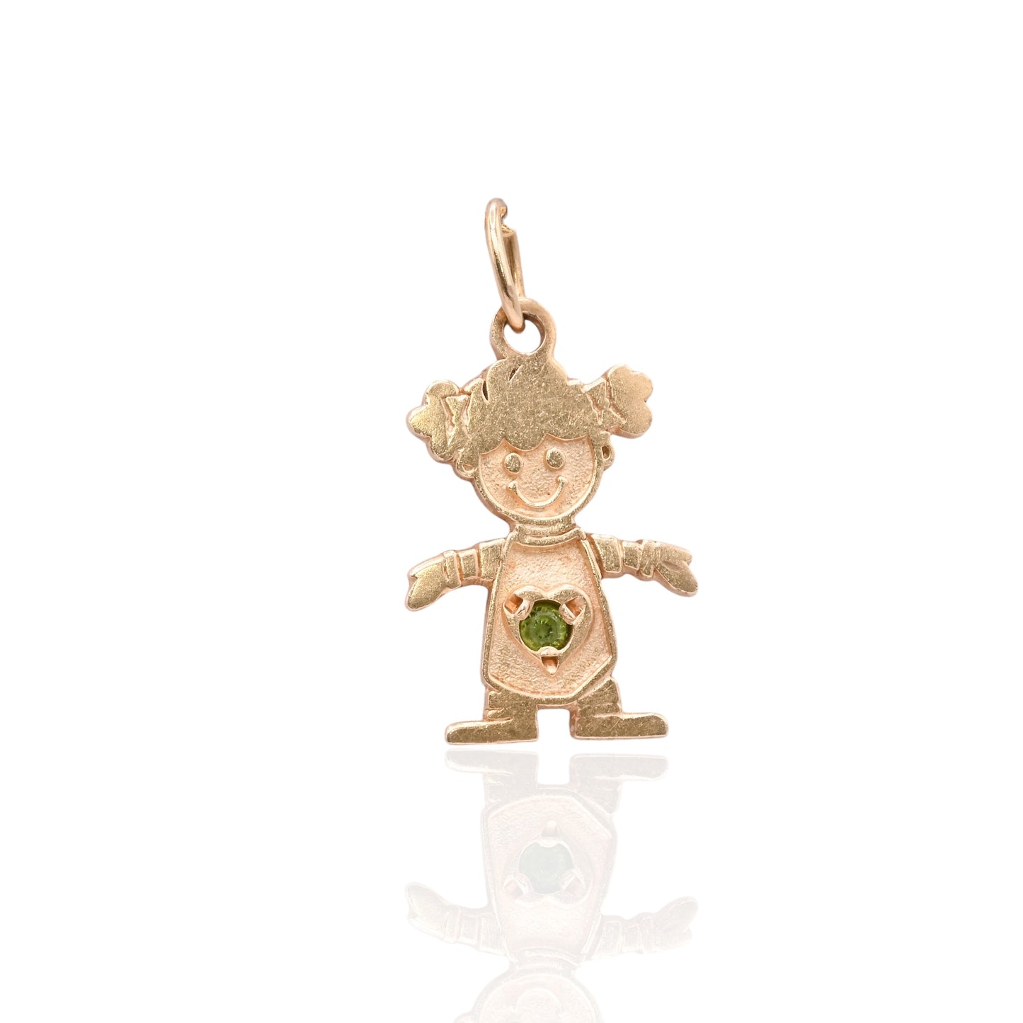 Little Girl with Peridot Pendant 14K Yellow Gold
