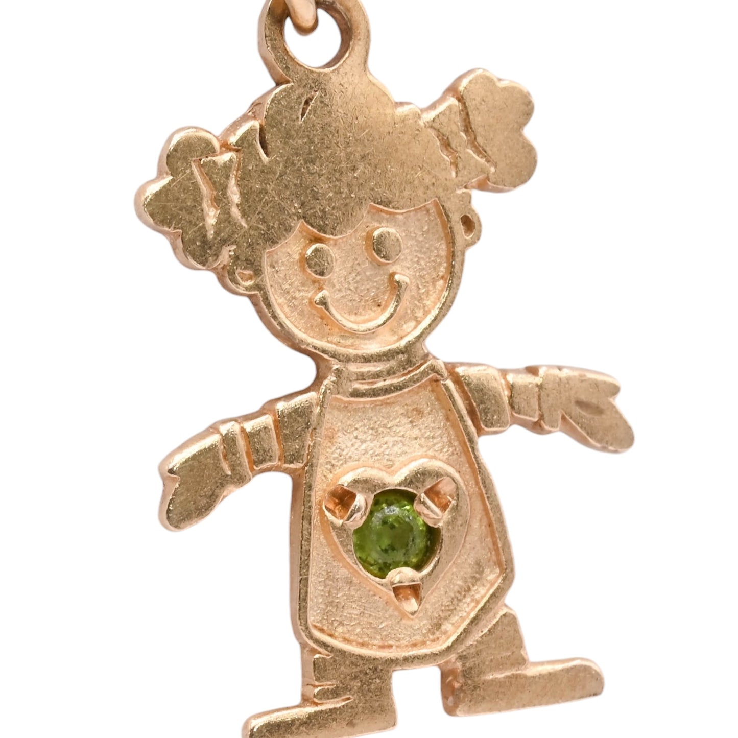 Little Girl with Peridot Pendant 14K Yellow Gold