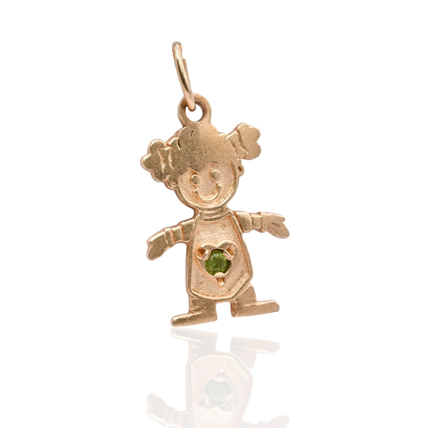 Little Girl with Peridot Pendant 14K Yellow Gold