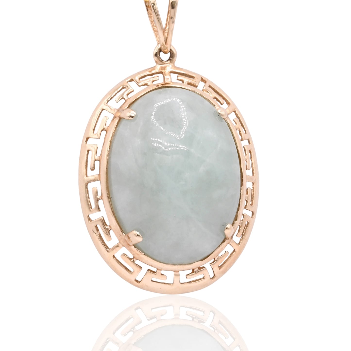 Oval Jade Pendant 14K Yellow Gold