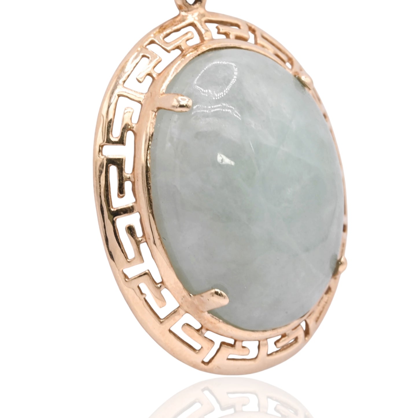 Oval Jade Pendant 14K Yellow Gold