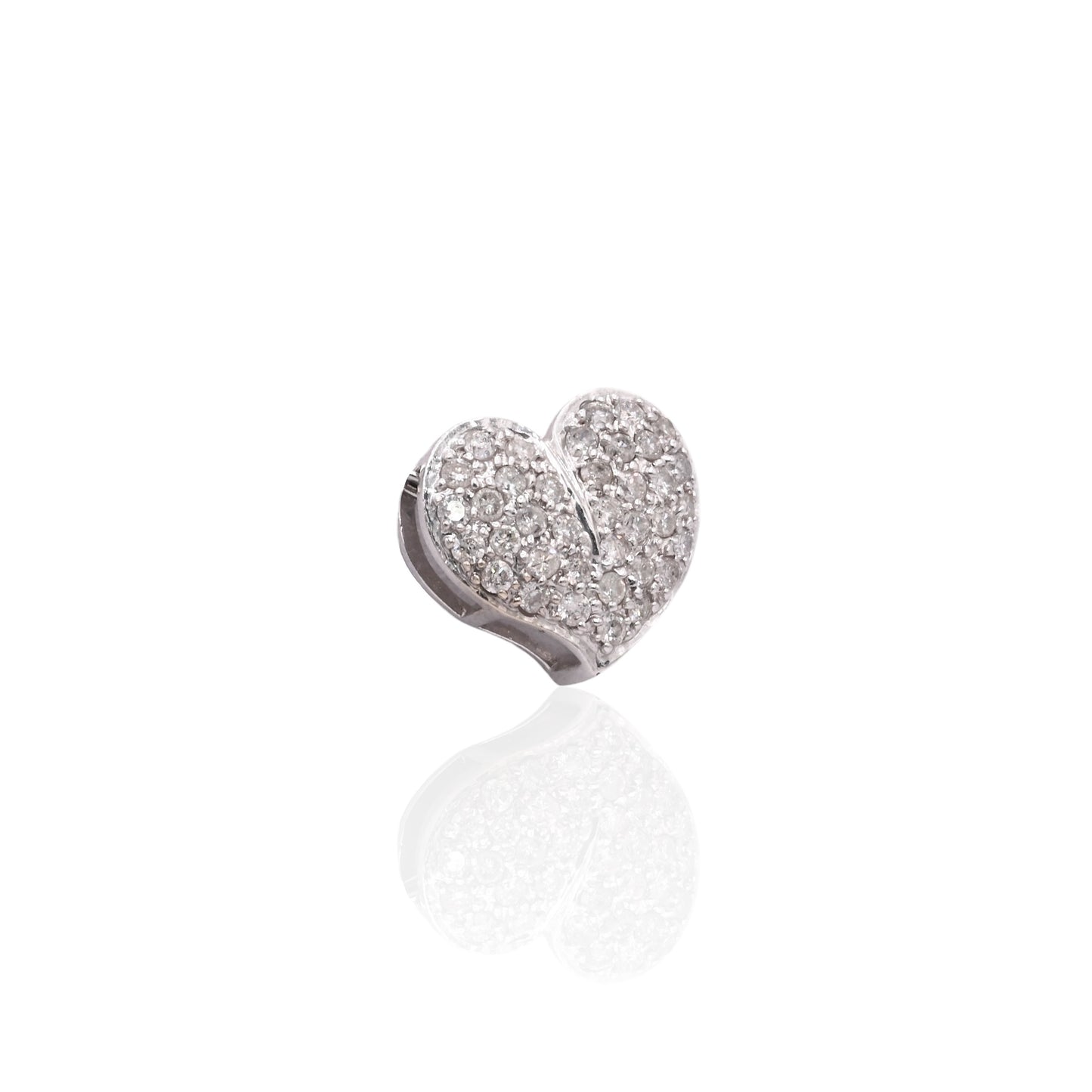 Diamond Heart Slider Pendant 14K White Gold 0.27cttw