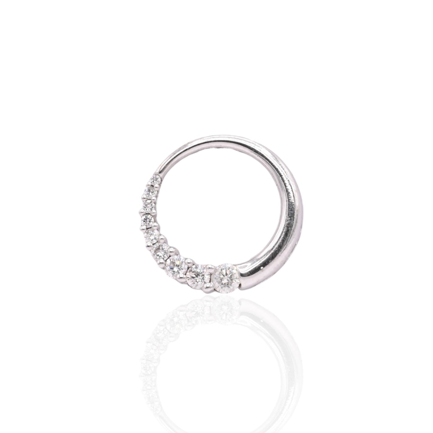 Half-Diamond Circle Slider Pendant 14K White Gold 0.46cttw