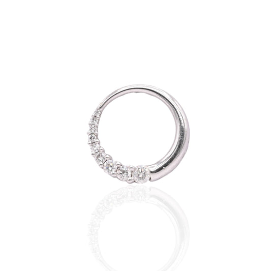 Half-Diamond Circle Slider Pendant 14K White Gold 0.46cttw