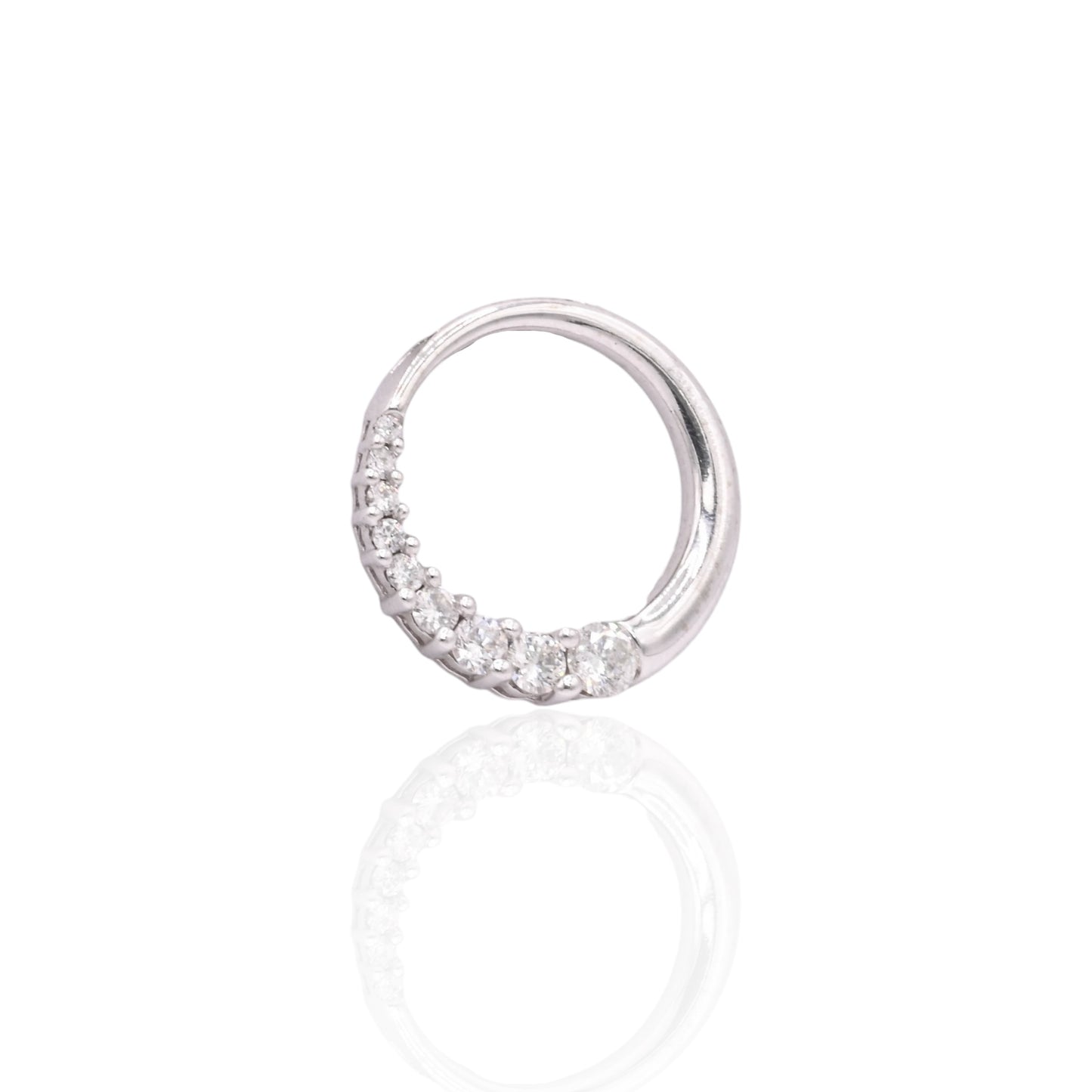 Half-Diamond Circle Slider Pendant 14K White Gold 0.46cttw