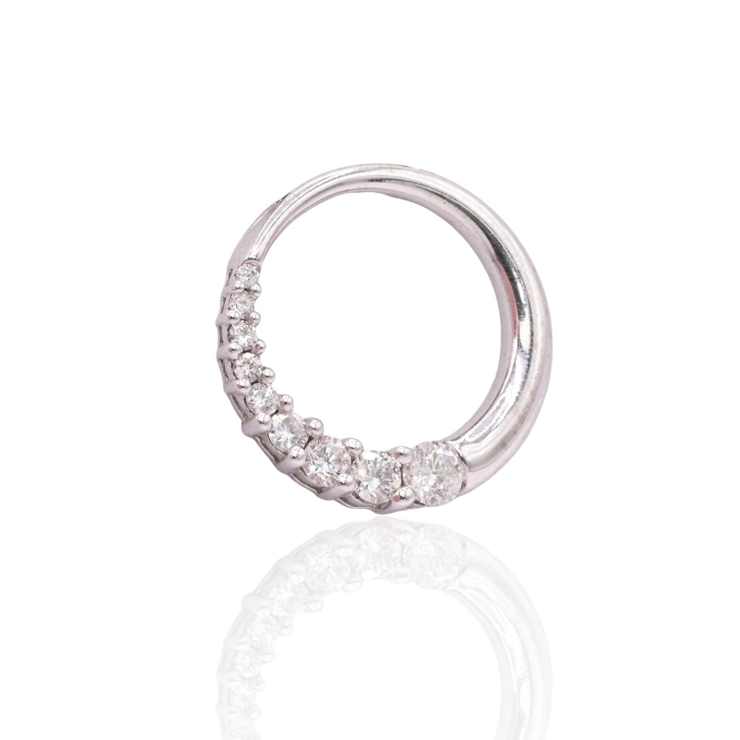 Half-Diamond Circle Slider Pendant 14K White Gold 0.46cttw