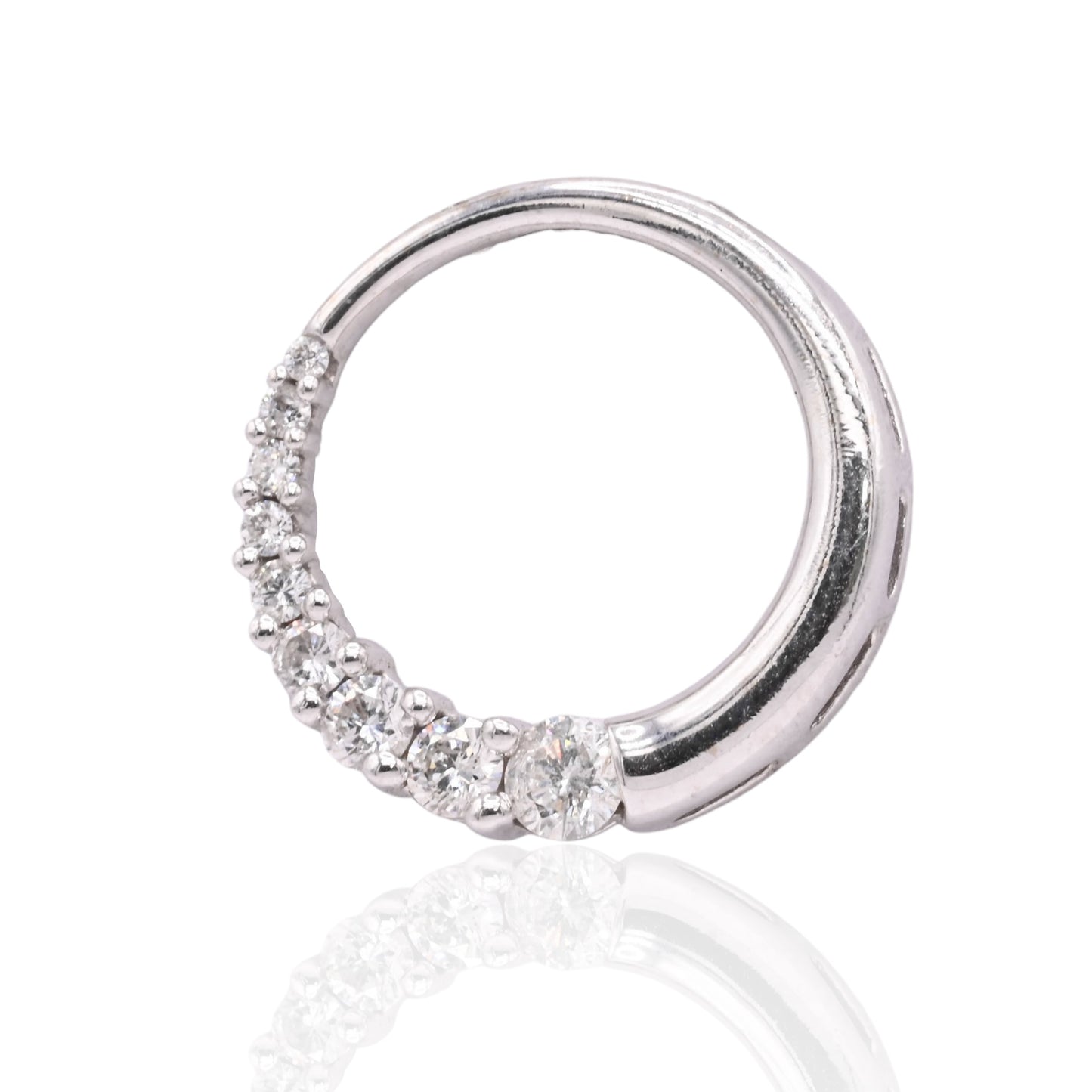 Half-Diamond Circle Slider Pendant 14K White Gold 0.46cttw