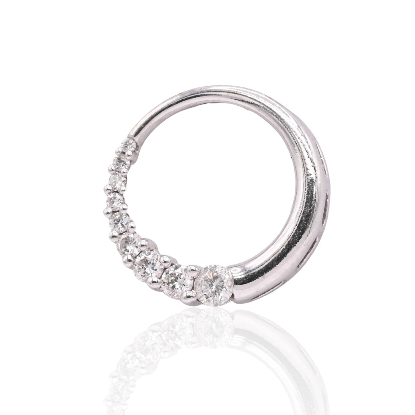 Half-Diamond Circle Slider Pendant 14K White Gold 0.46cttw