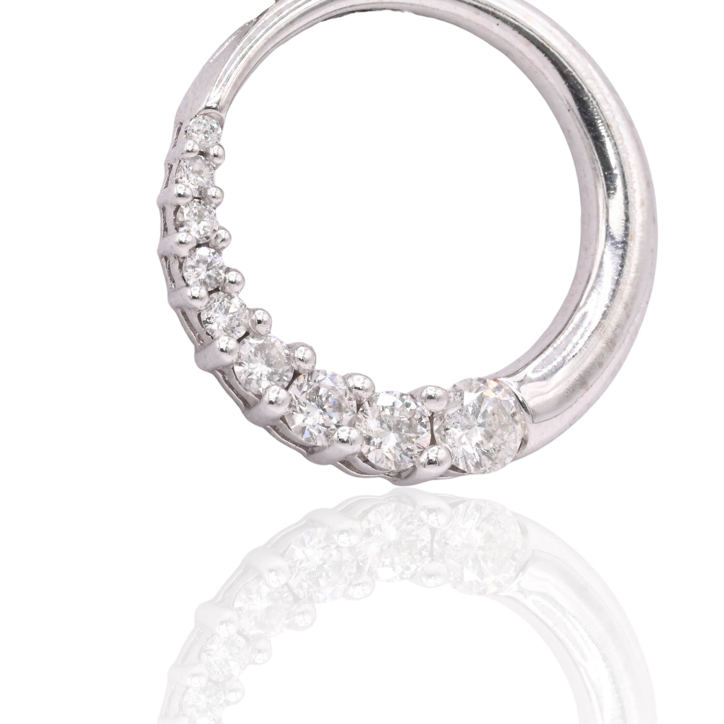 Half-Diamond Circle Slider Pendant 14K White Gold 0.46cttw