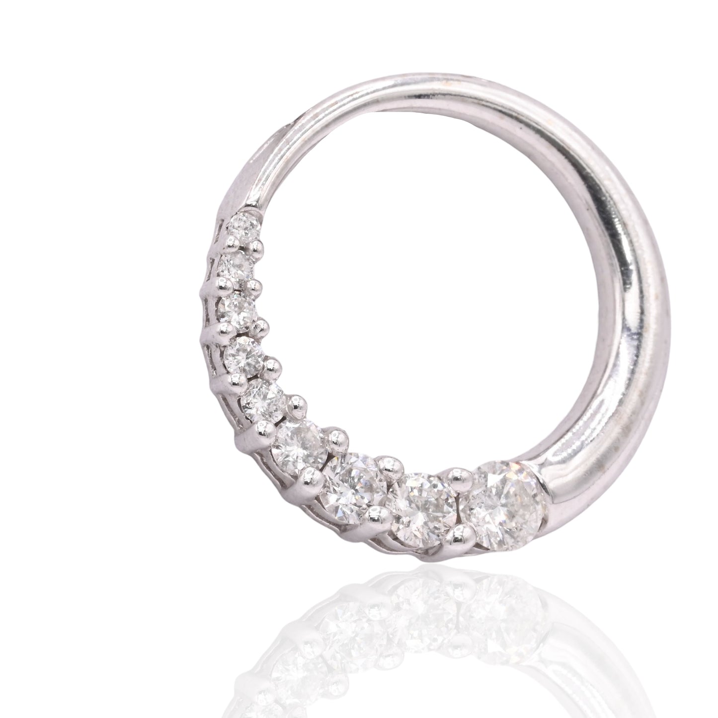 Half-Diamond Circle Slider Pendant 14K White Gold 0.46cttw