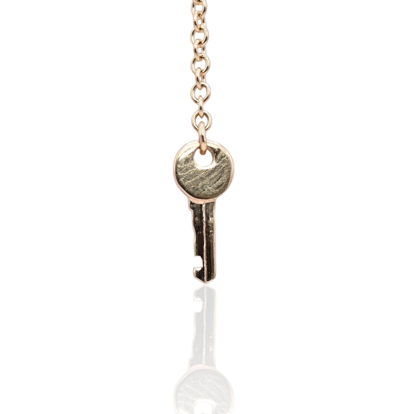 Lock and Key Diamond Necklace with Interlocked Closure 14K Yellow Gold 0.12cttw 16in