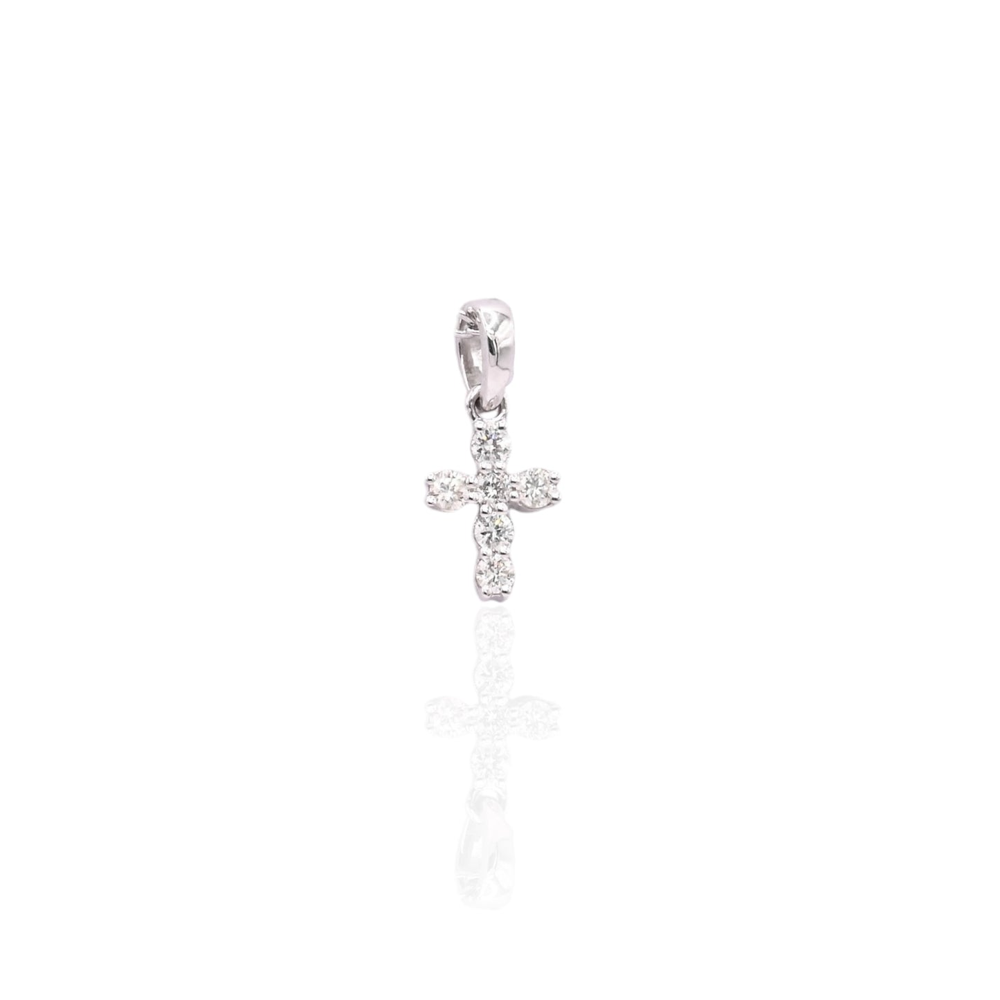 Dainty Diamond Cross Pendant 14K White Gold 0.09cttw