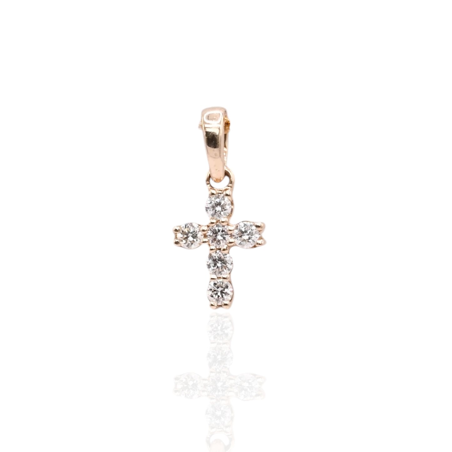 Dainty Diamond Cross Pendant 14K Yellow Gold 0.09cttw