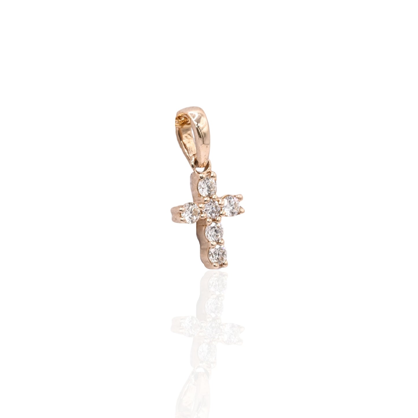 Dainty Diamond Cross Pendant 14K Yellow Gold 0.09cttw
