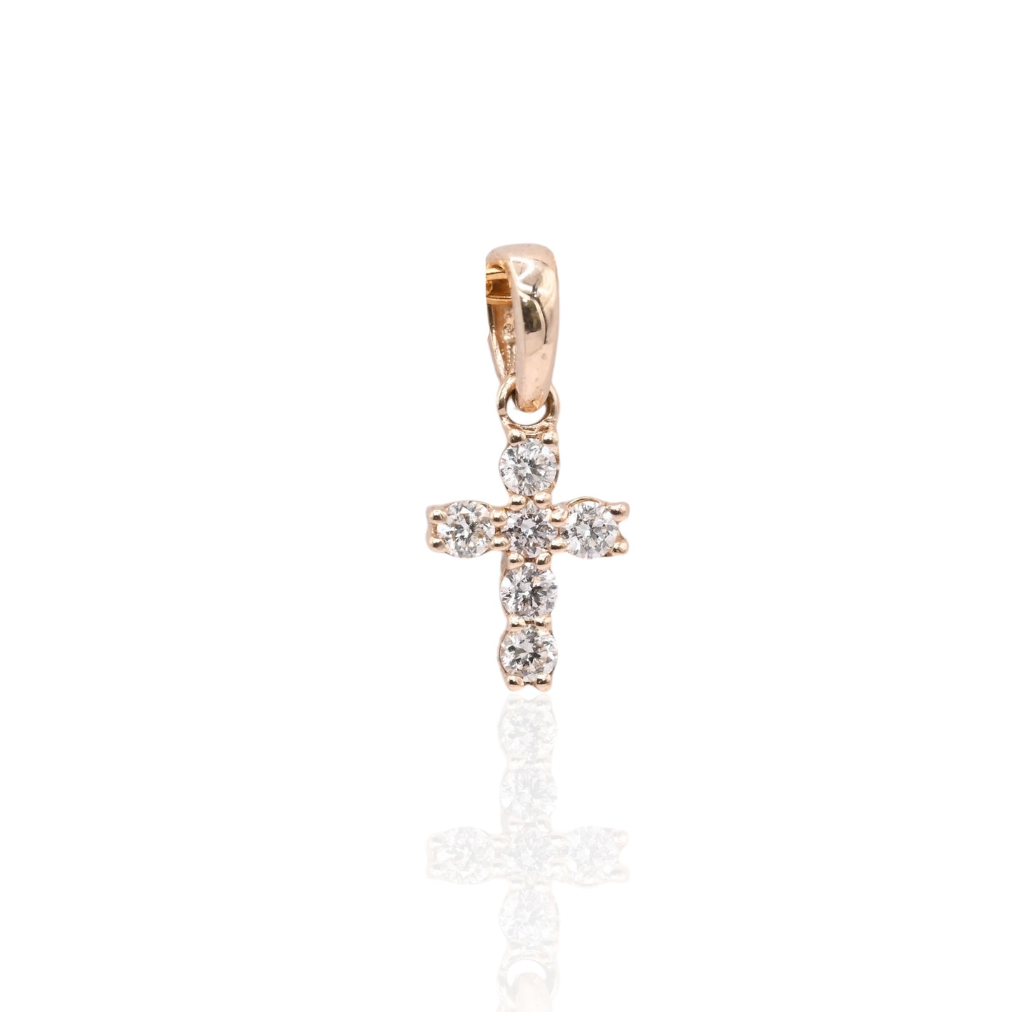 Dainty Diamond Cross Pendant 14K Yellow Gold 0.09cttw