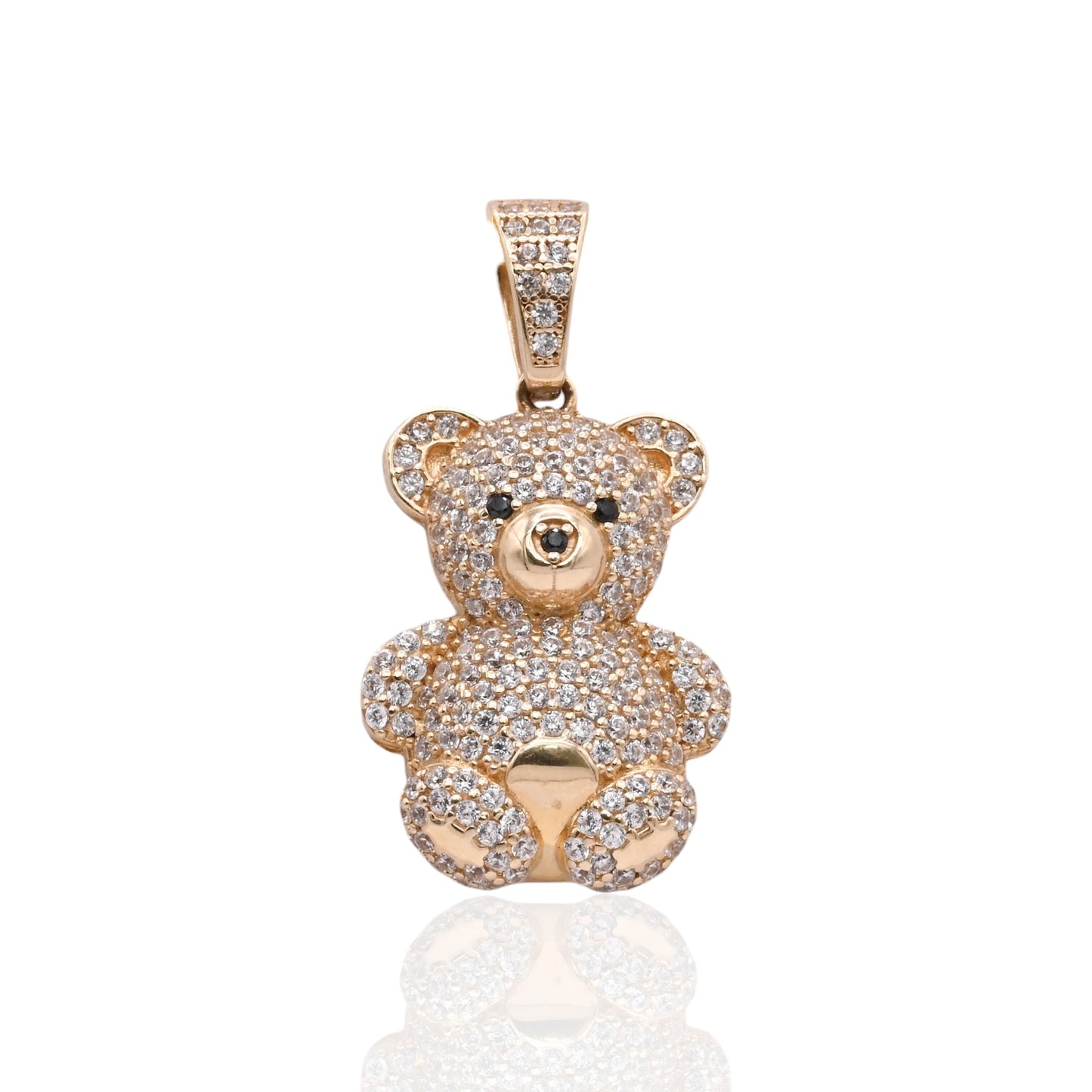 FINAL SALE: Cubic Zirconia Teddy Bear Pendant 14K Yellow Gold