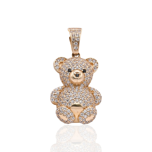 FINAL SALE: Cubic Zirconia Teddy Bear Pendant 14K Yellow Gold