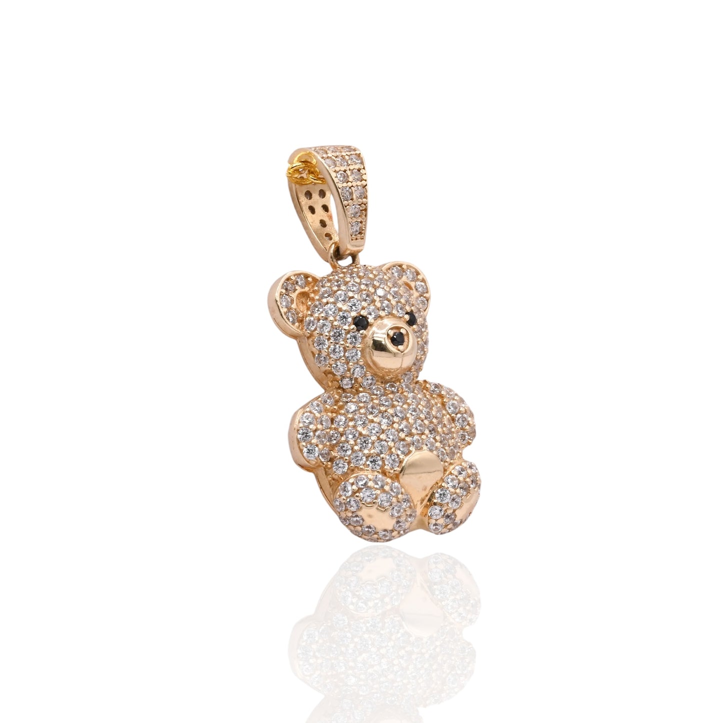 FINAL SALE: Cubic Zirconia Teddy Bear Pendant 14K Yellow Gold