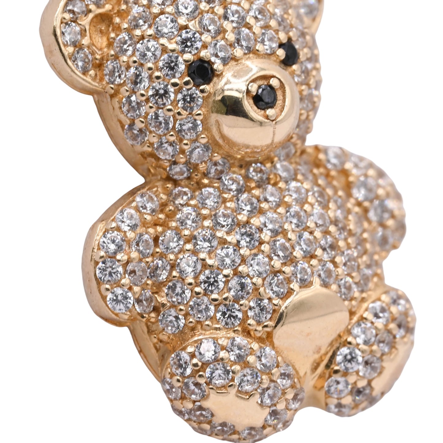 FINAL SALE: Cubic Zirconia Teddy Bear Pendant 14K Yellow Gold