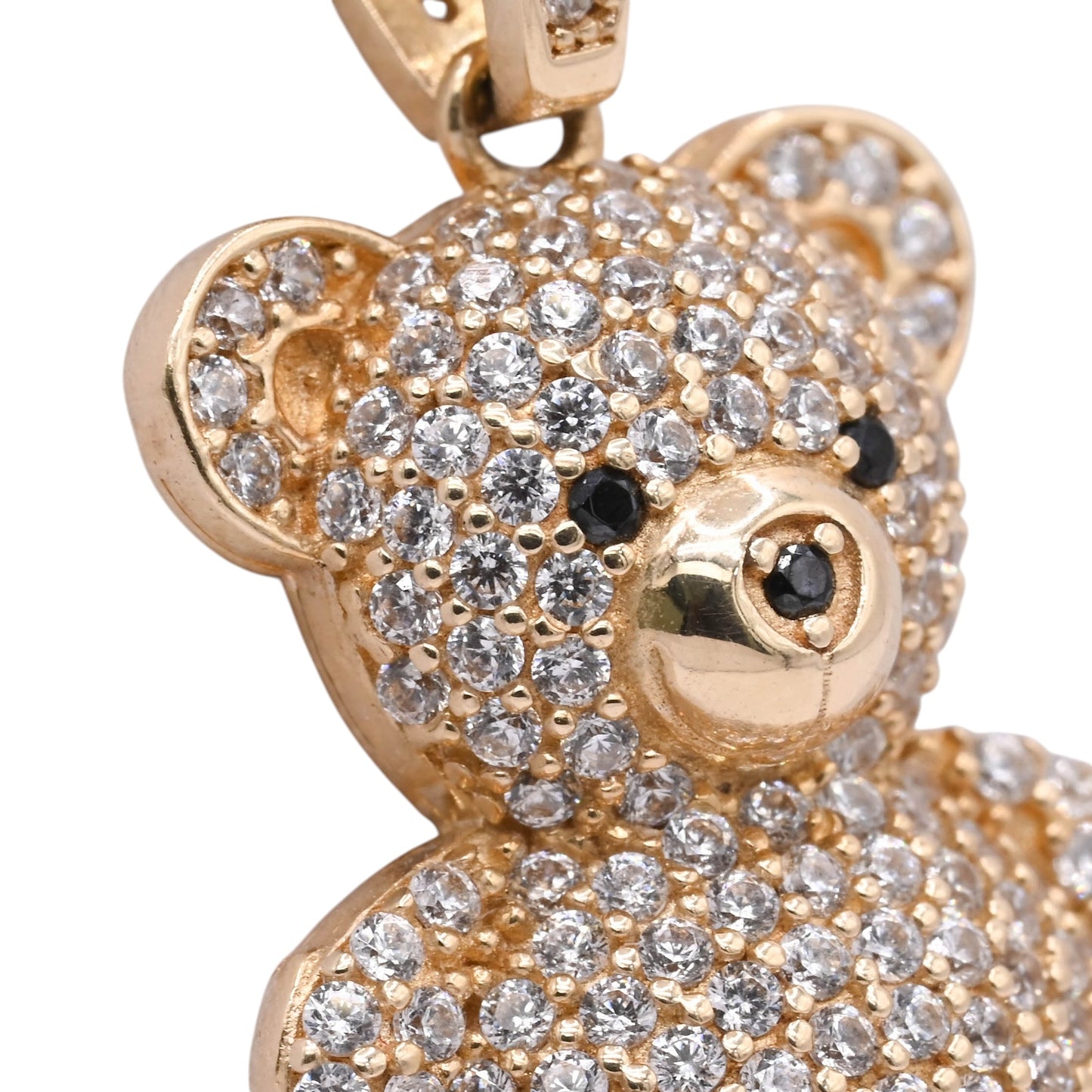 FINAL SALE: Cubic Zirconia Teddy Bear Pendant 14K Yellow Gold