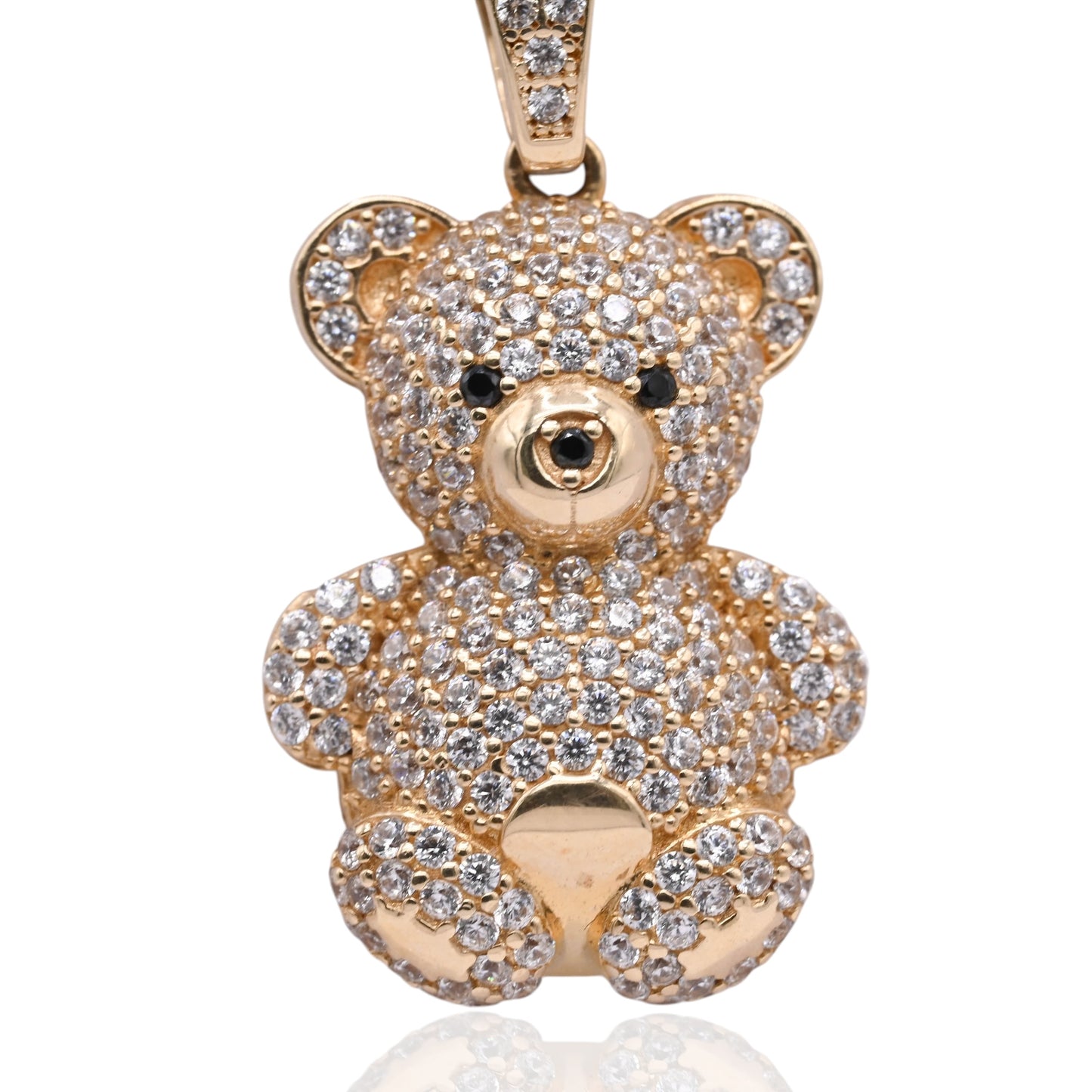 FINAL SALE: Cubic Zirconia Teddy Bear Pendant 14K Yellow Gold