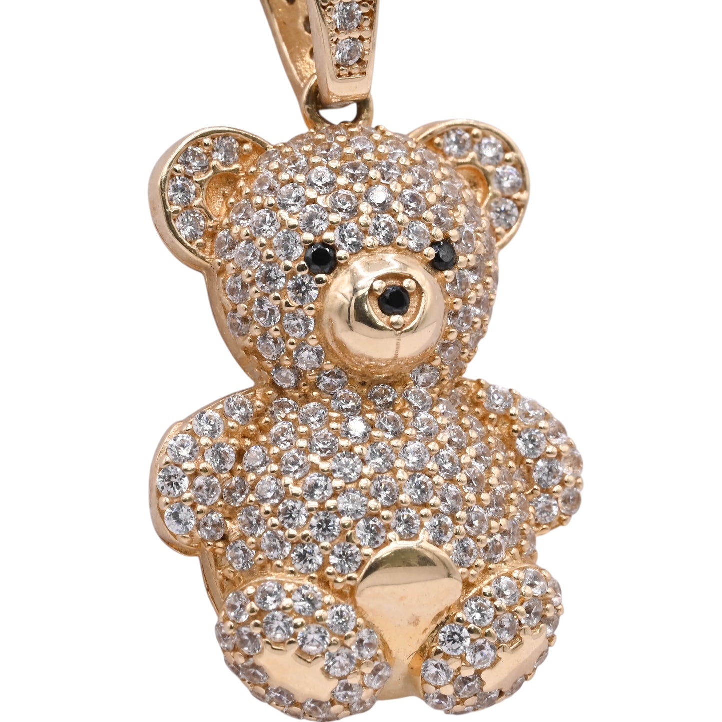 FINAL SALE: Cubic Zirconia Teddy Bear Pendant 14K Yellow Gold