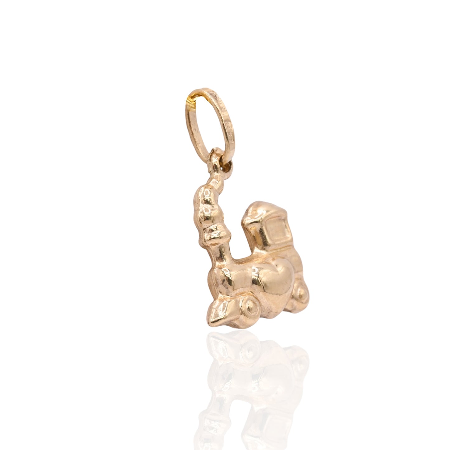 Train Heart Pendant 14K Yellow Gold