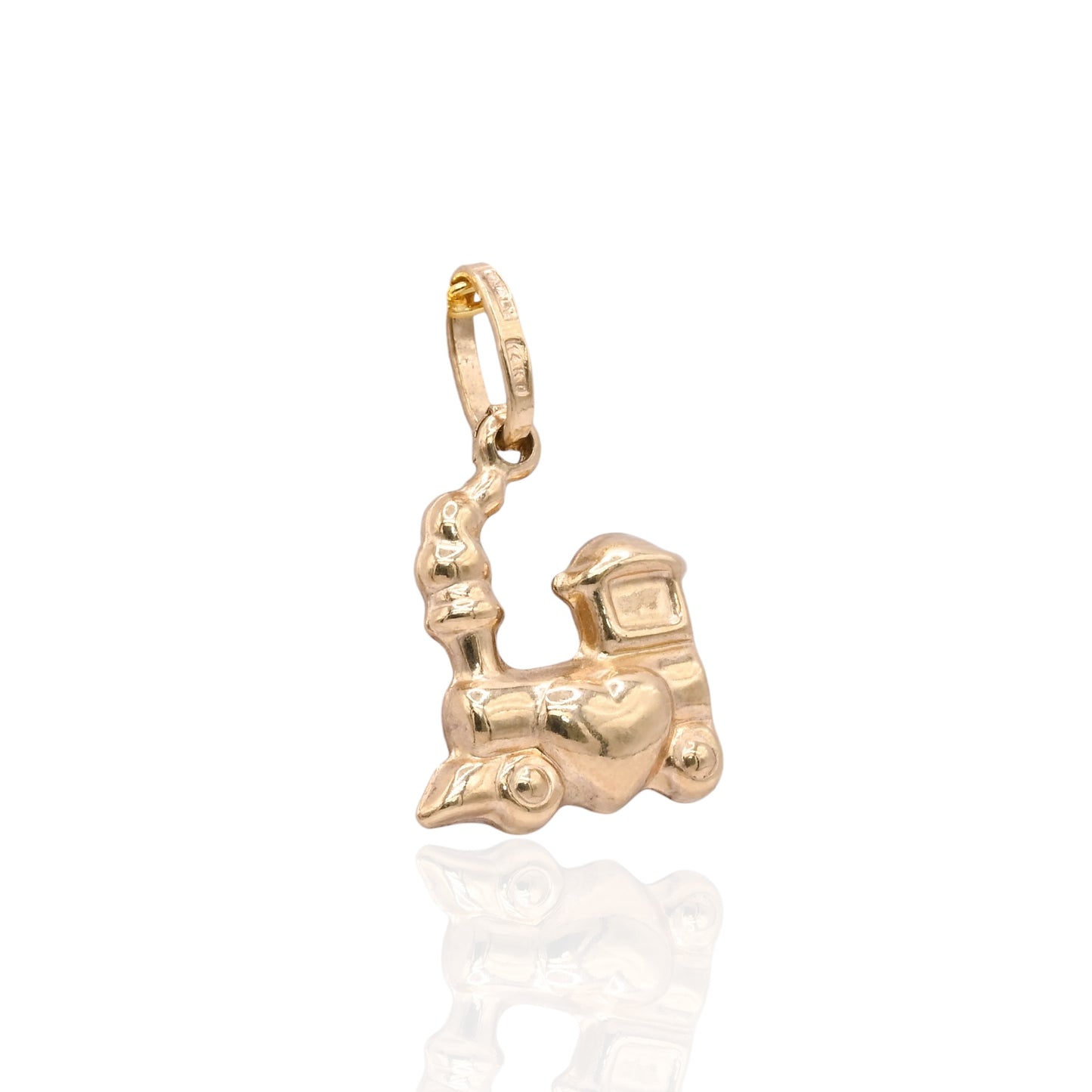 Train Heart Pendant 14K Yellow Gold