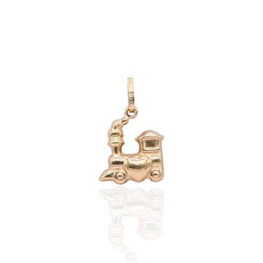 Train Heart Pendant 14K Yellow Gold