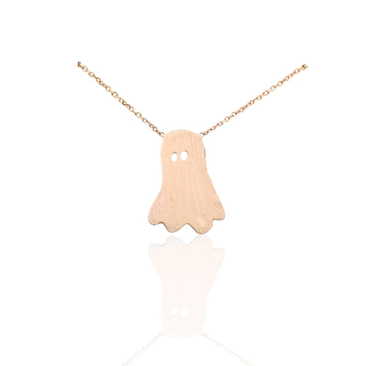 My Boo Ghost Necklace with 14K Yellow Gold Diamond Cut Chain 16in (Larrea Original)