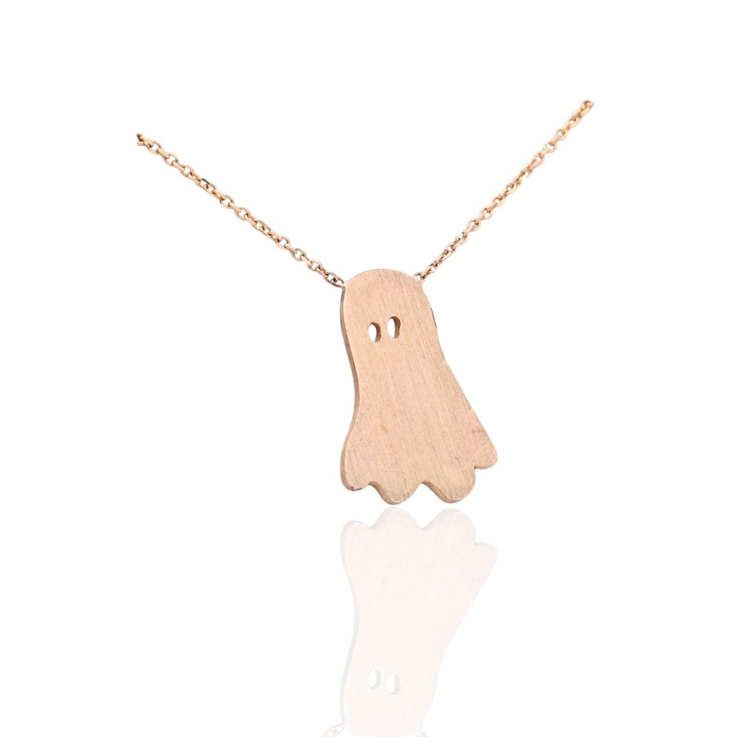 My Boo Ghost Necklace with 14K Yellow Gold Diamond Cut Chain 16in (Larrea Original)