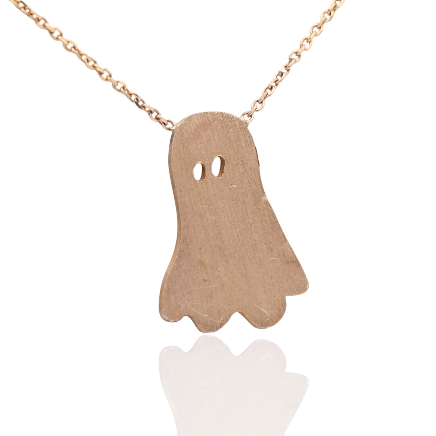 My Boo Ghost Necklace with 14K Yellow Gold Diamond Cut Chain 16in (Larrea Original)