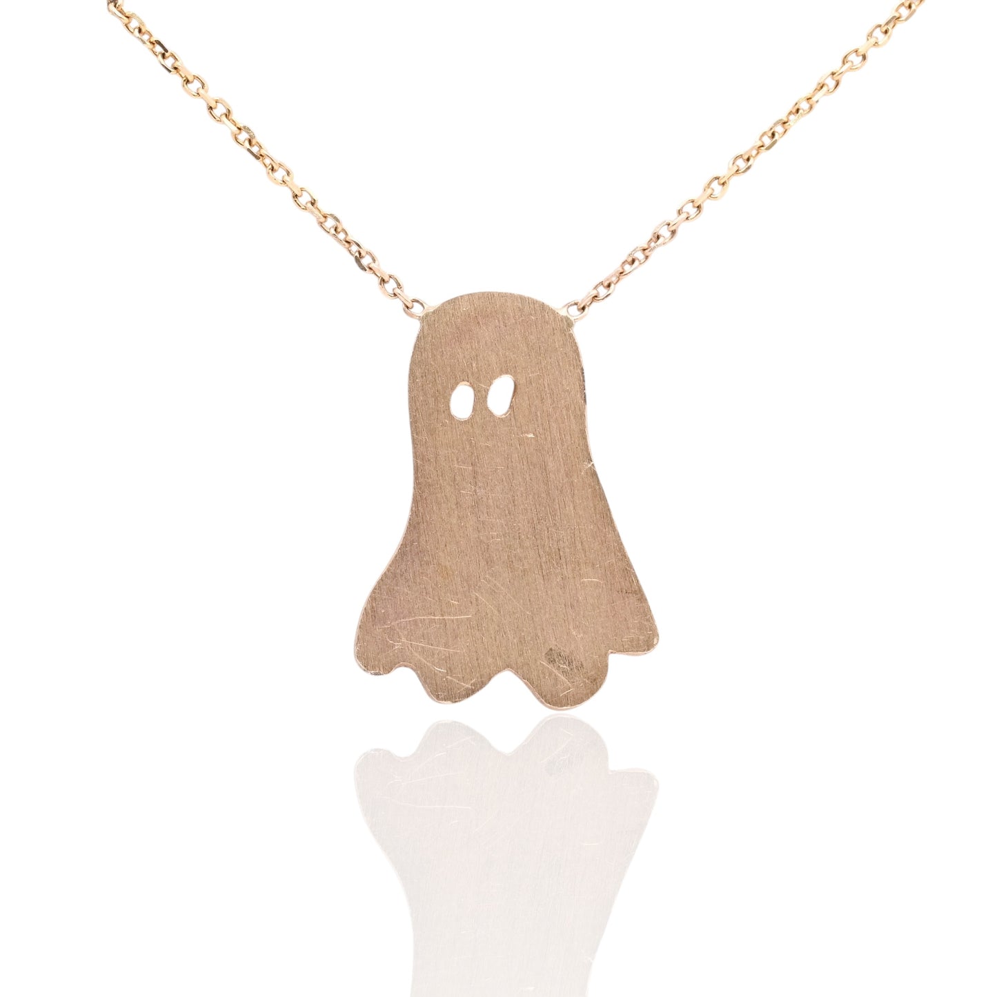 My Boo Ghost Necklace with 14K Yellow Gold Diamond Cut Chain 16in (Larrea Original)