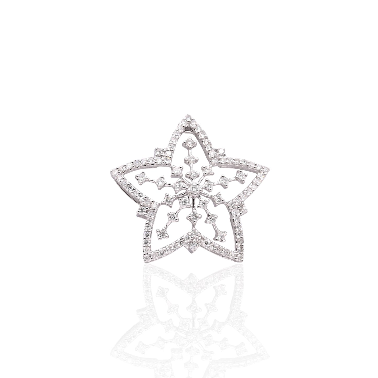 Five Pointed Star Slider Pendant 14K White Gold 0.68cttw