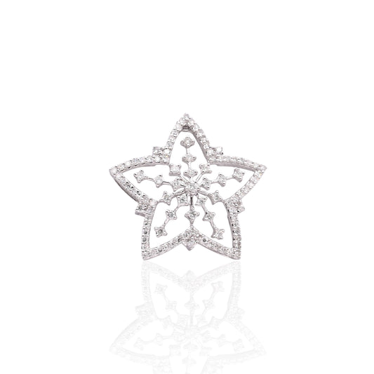 Five Pointed Star Slider Pendant 14K White Gold 0.68cttw