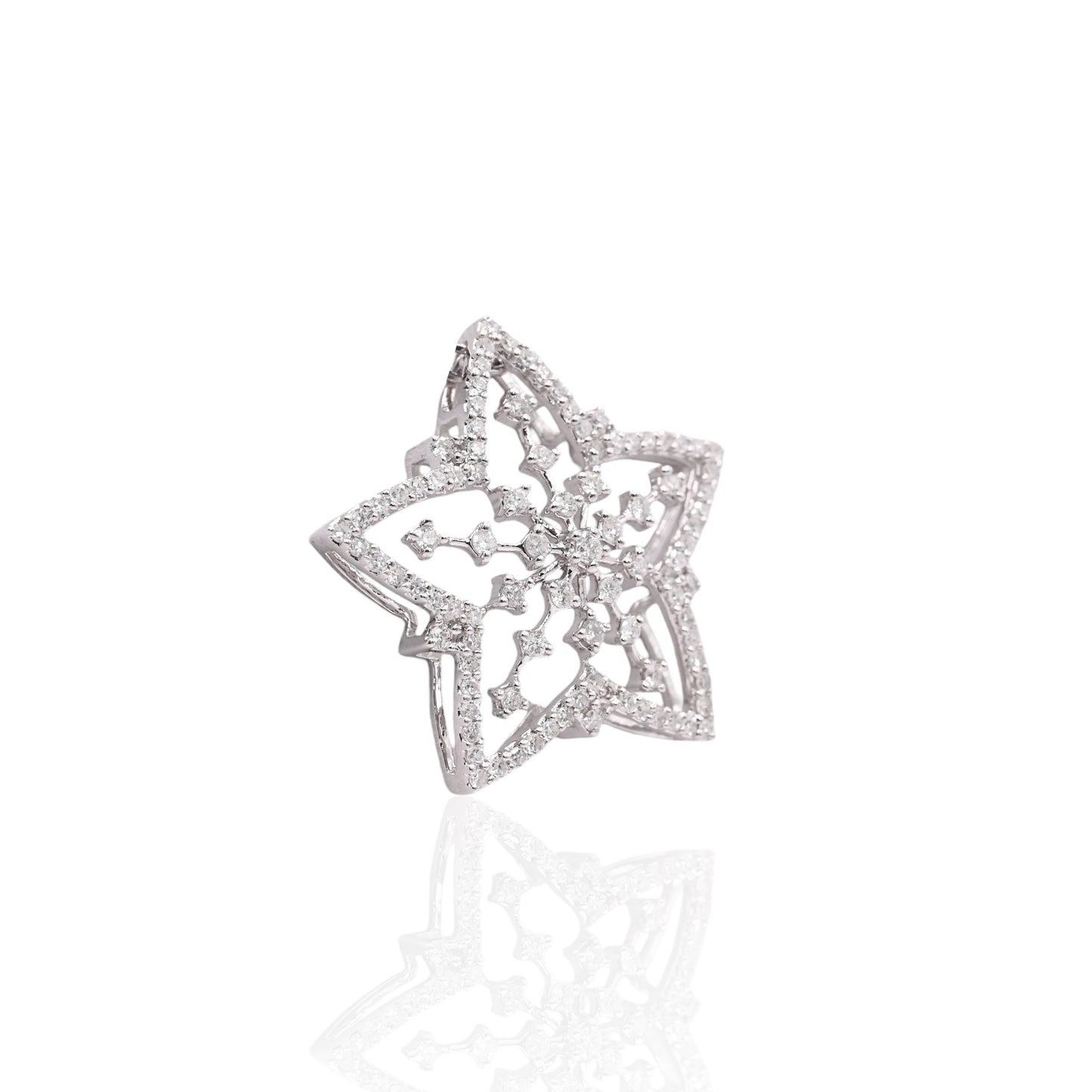 Five Pointed Star Slider Pendant 14K White Gold 0.68cttw