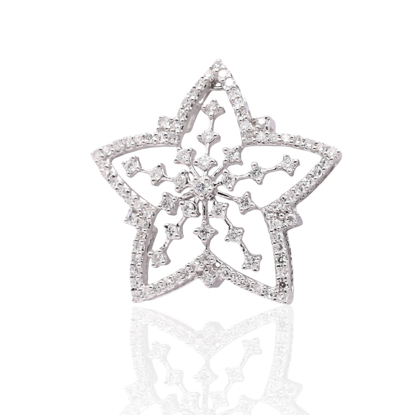 Five Pointed Star Slider Pendant 14K White Gold 0.68cttw