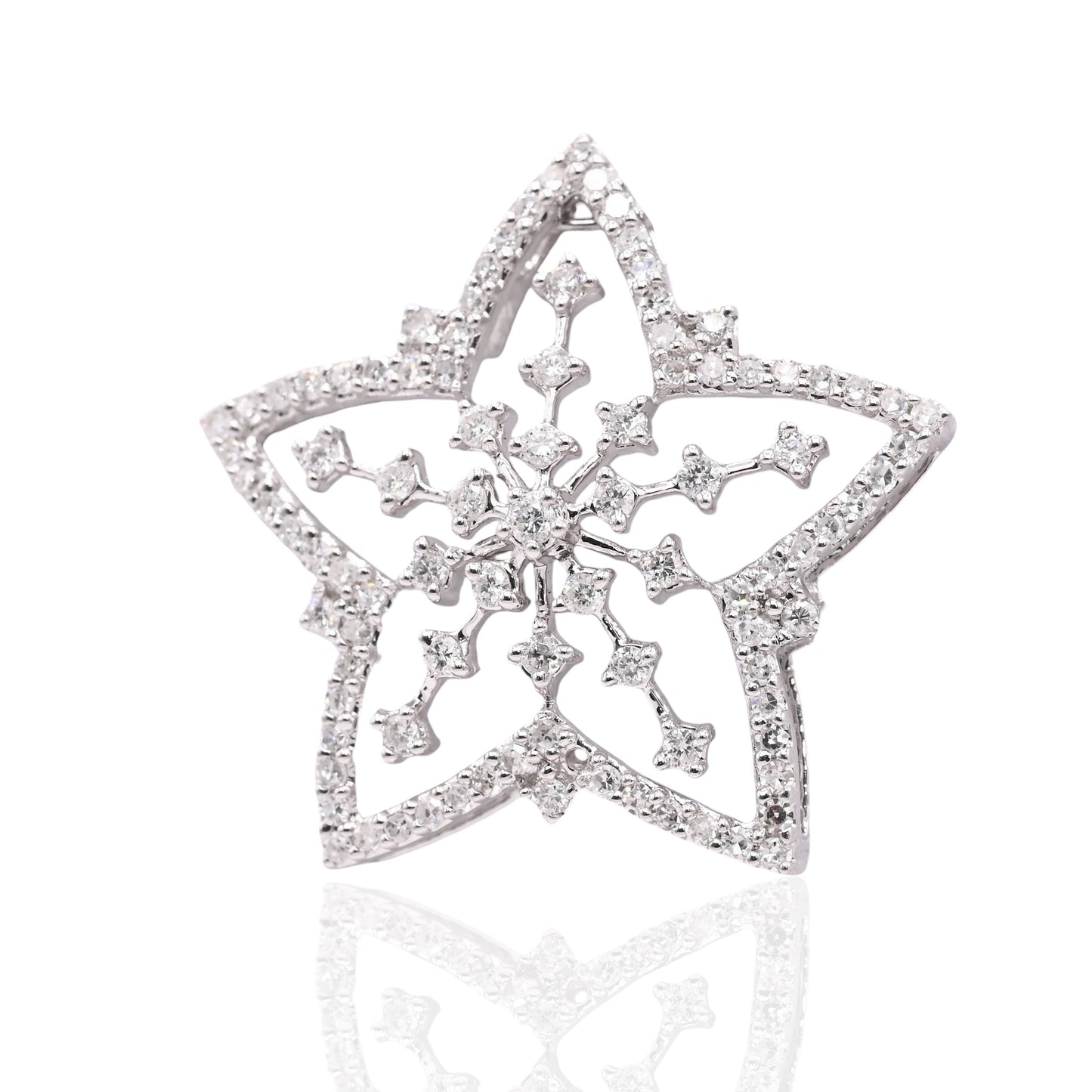 Five Pointed Star Slider Pendant 14K White Gold 0.68cttw