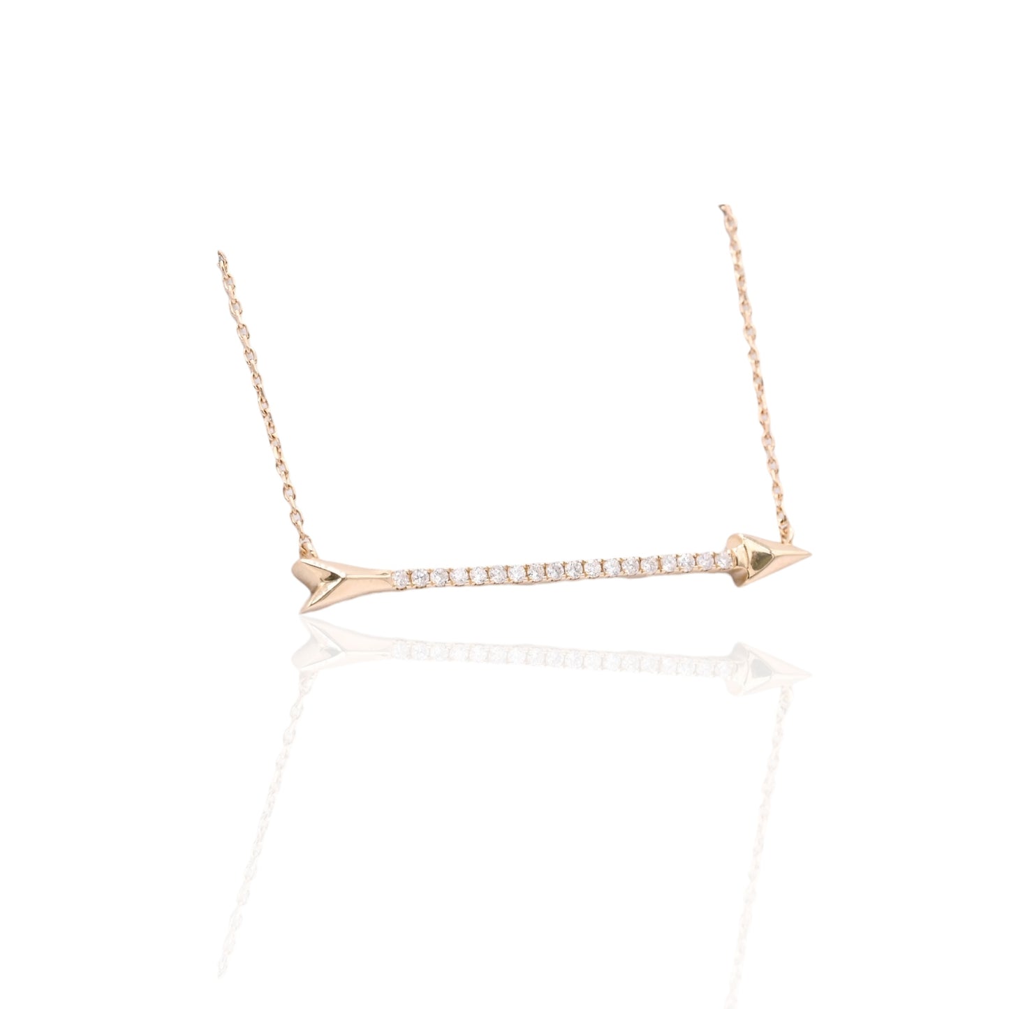Diamond Arrow Necklace 14K Yellow Gold Adjustable Chain 16in, 17in, and 18in 0.11cttw