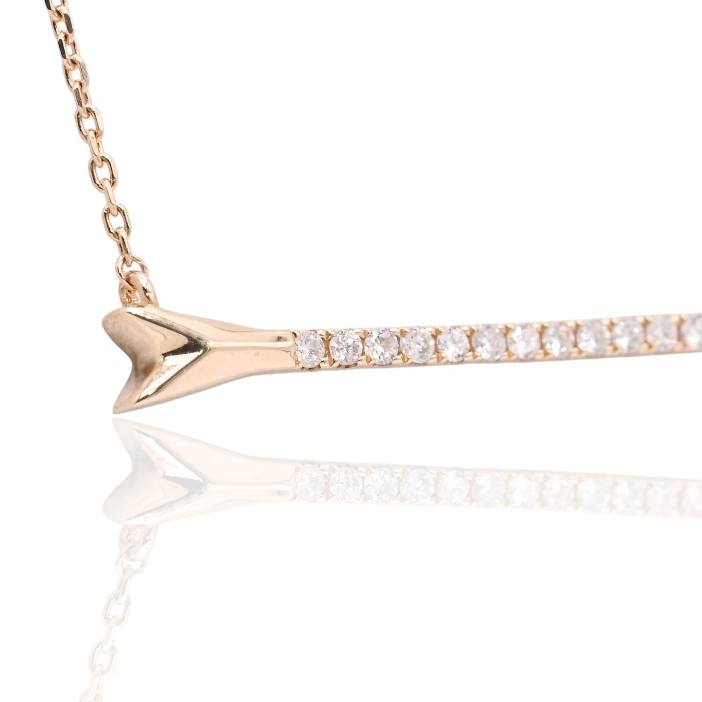 Diamond Arrow Necklace 14K Yellow Gold Adjustable Chain 16in, 17in, and 18in 0.11cttw