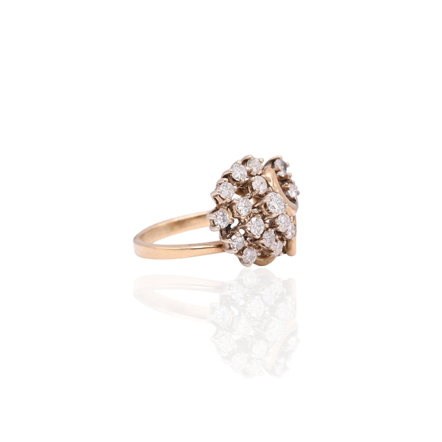 FINAL SALE: Vintage-Inspired Diamond Cluster Ring 14K Yellow Gold Size 6.25 1.06cttw