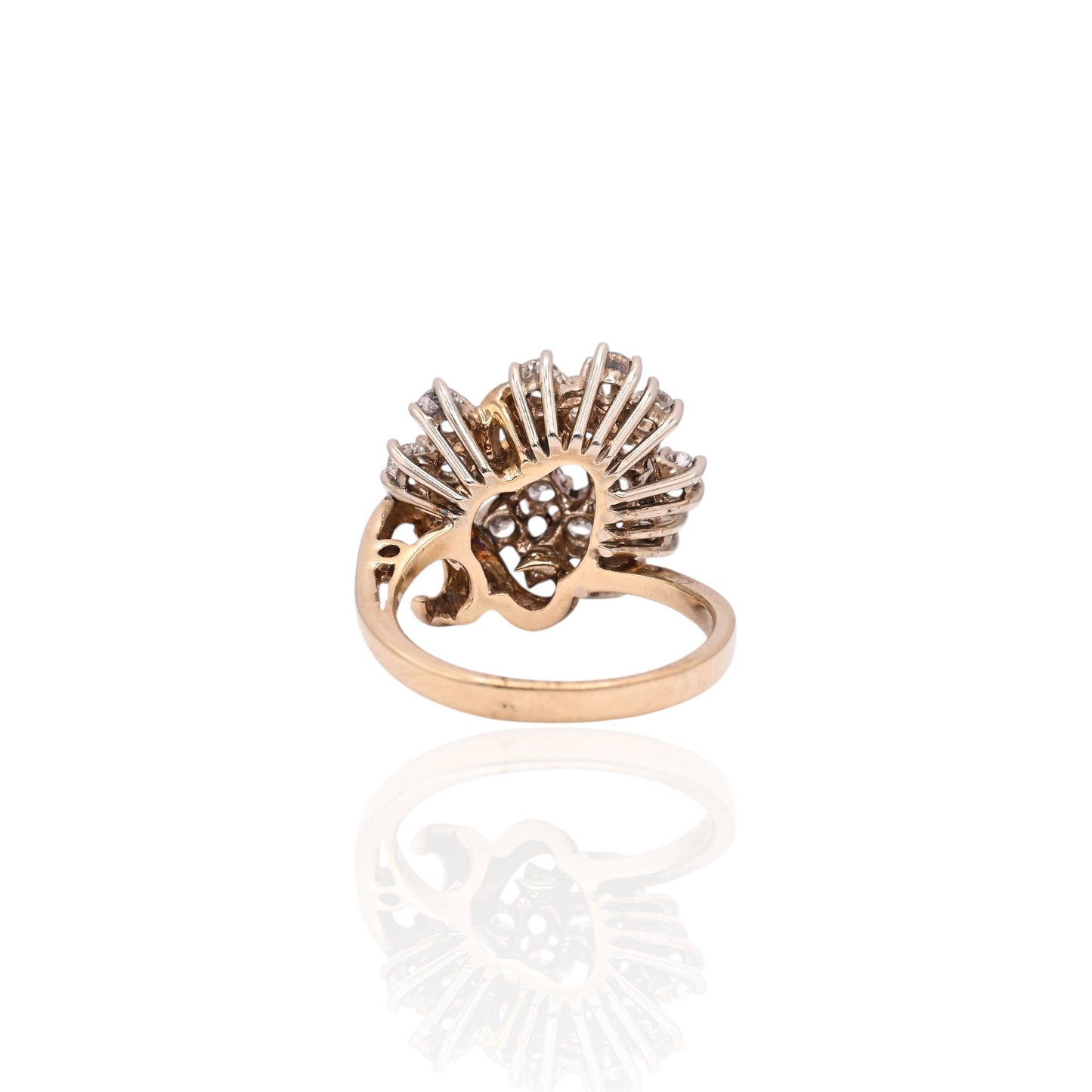 FINAL SALE: Vintage-Inspired Diamond Cluster Ring 14K Yellow Gold Size 6.25 1.06cttw