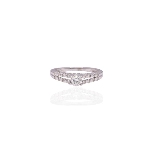 FINAL SALE: Double Row Bar Set Diamond Engagement 14K White Gold Ring 0.62cttw