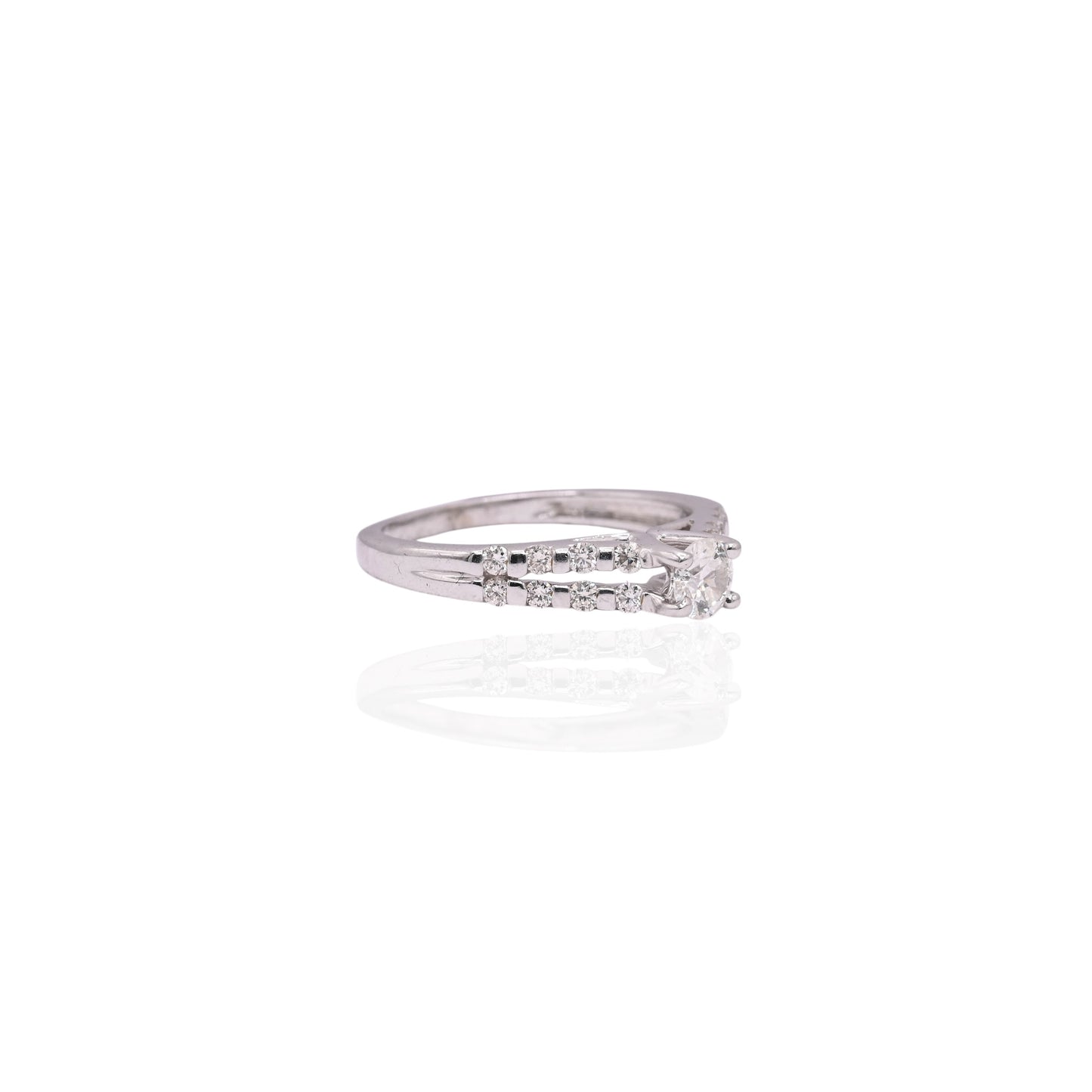 FINAL SALE: Double Row Bar Set Diamond Engagement 14K White Gold Ring 0.62cttw