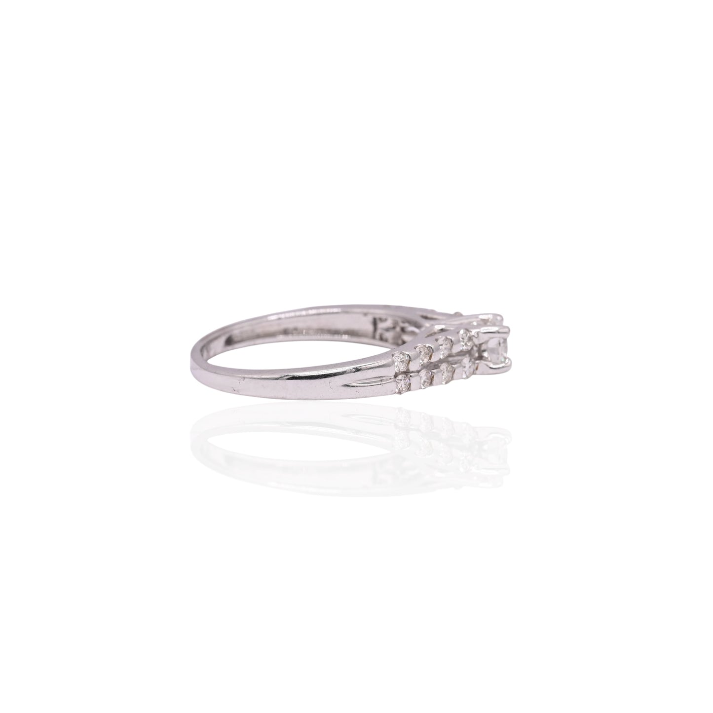 FINAL SALE: Double Row Bar Set Diamond Engagement 14K White Gold Ring 0.62cttw