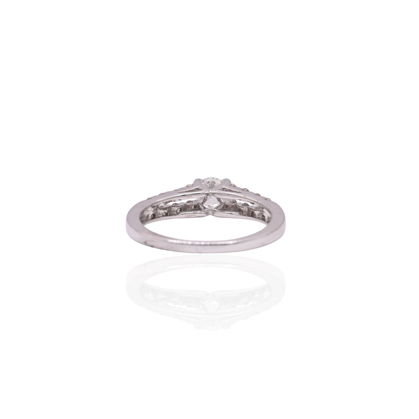 FINAL SALE: Double Row Bar Set Diamond Engagement 14K White Gold Ring 0.62cttw