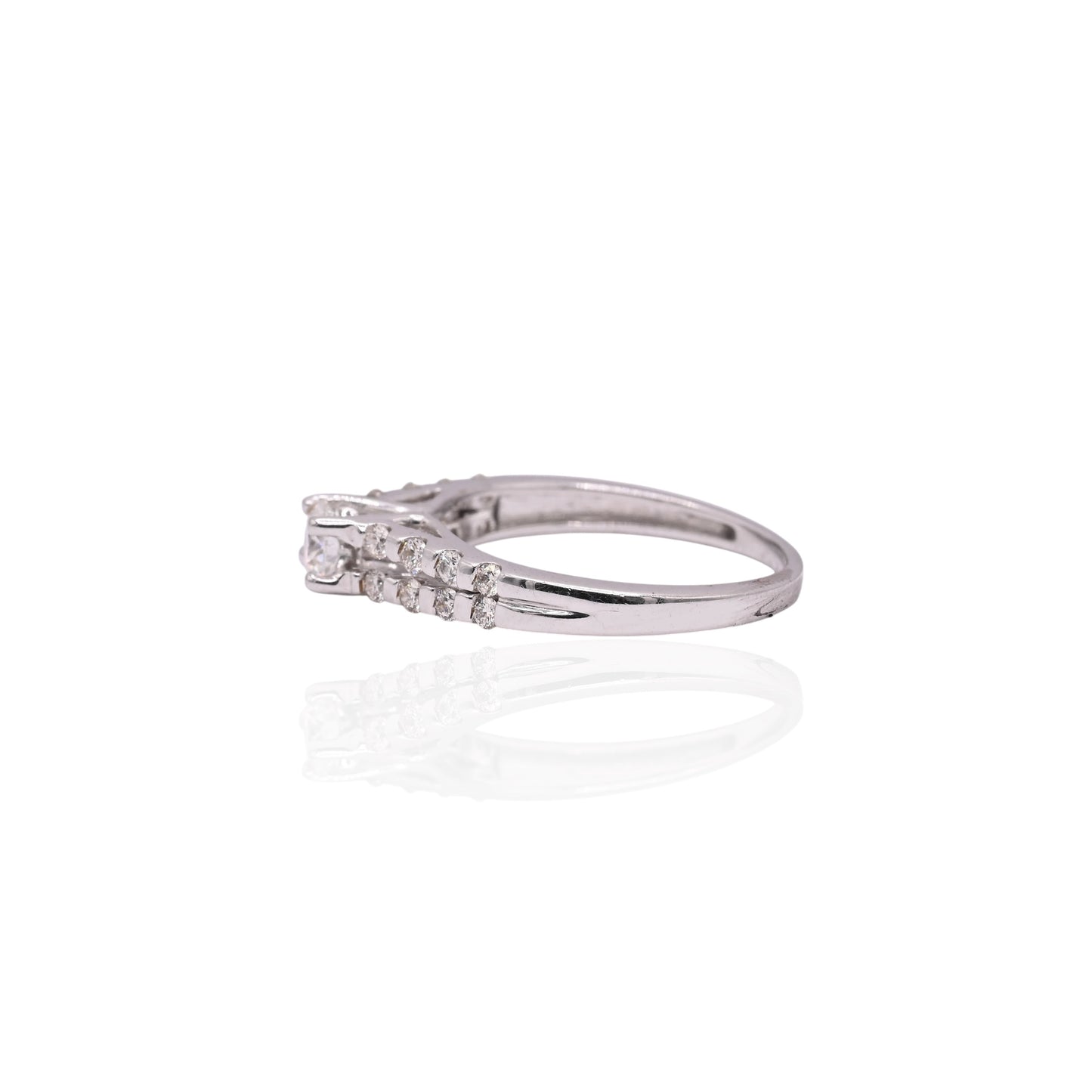 FINAL SALE: Double Row Bar Set Diamond Engagement 14K White Gold Ring 0.62cttw