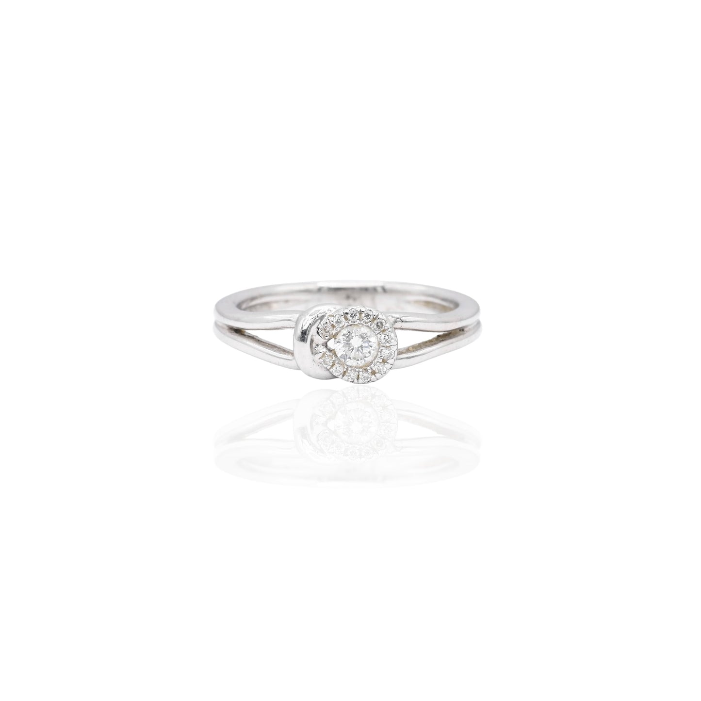 FINAL SALE: Diamond Knot Promise Ring 14 White Gold Size 7.25 0.13cttw