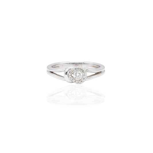 FINAL SALE: Diamond Knot Promise Ring 14 White Gold Size 7.25 0.13cttw