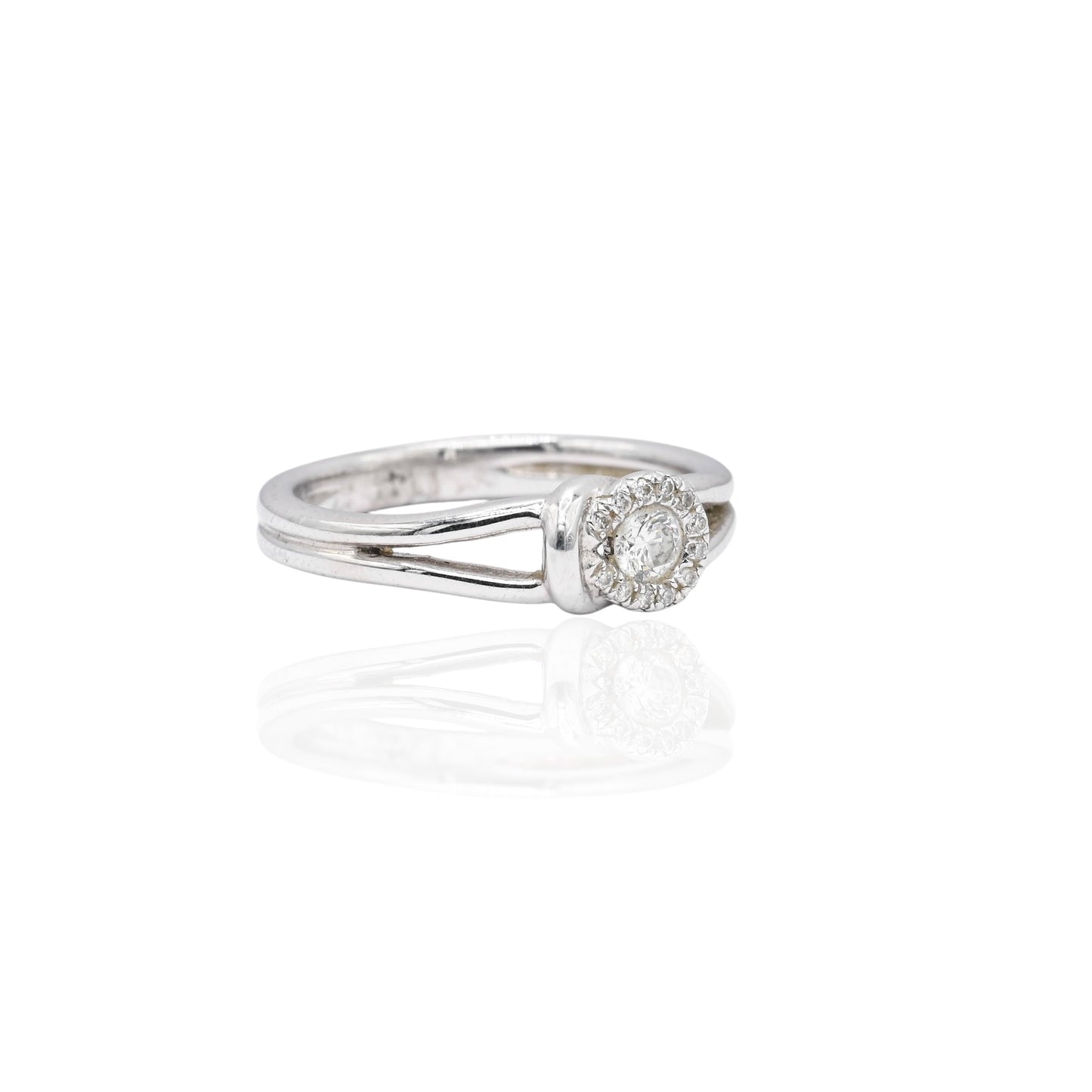 FINAL SALE: Diamond Knot Promise Ring 14 White Gold Size 7.25 0.13cttw